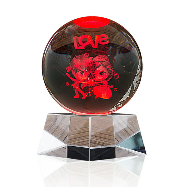 3D Couples Crystal Ball Night Light with LED Light Base 3D Love lamp 3.15 Romantic Gift for Her Him Wife Unique Gifts for Wedding Anniversary Birthday and Valentine’s Day Home Decoration